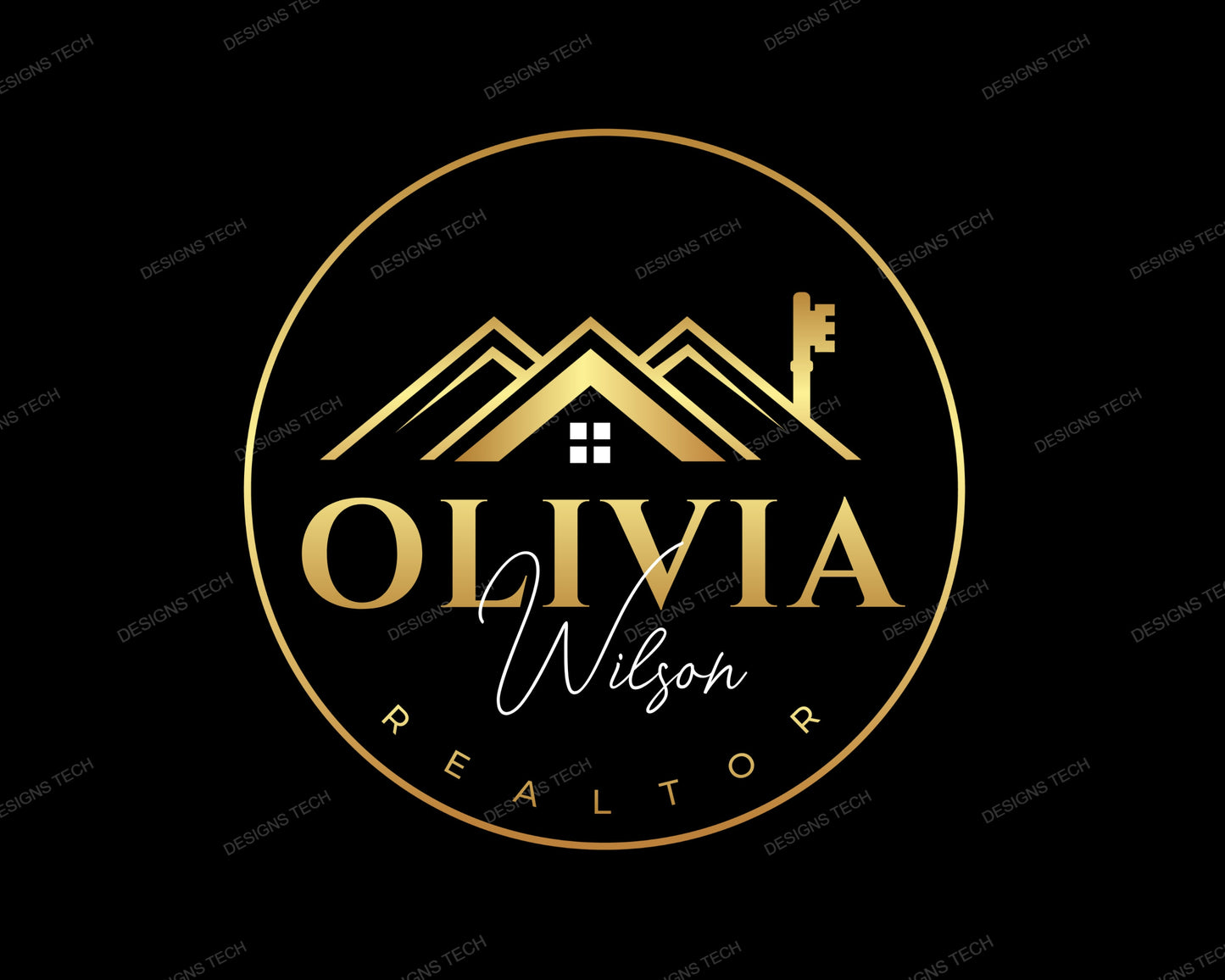 real estate logo, diy logo design template, real estate agent logo, realtor logo, house logo, key logo, premade gold logo design