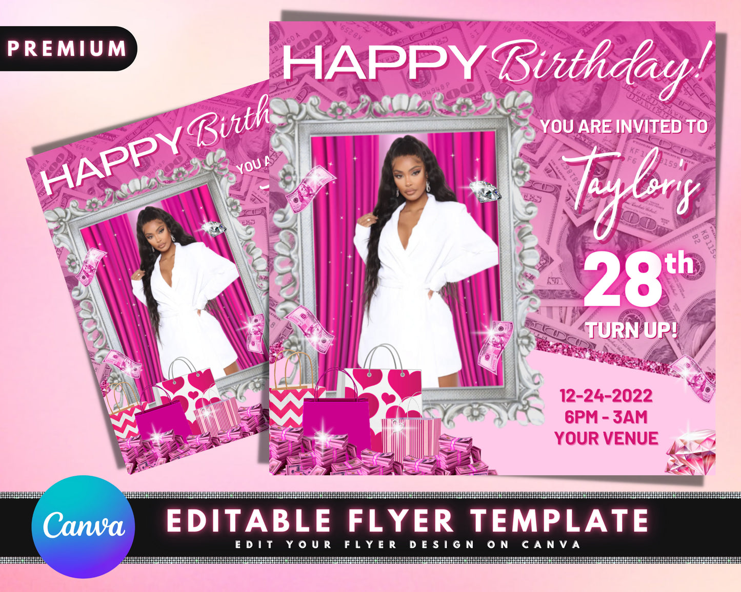 birthday flyer, diy flyer template design, birthday invitation flyer, celebration social media flyer, event flyer, hair lash nails flyer