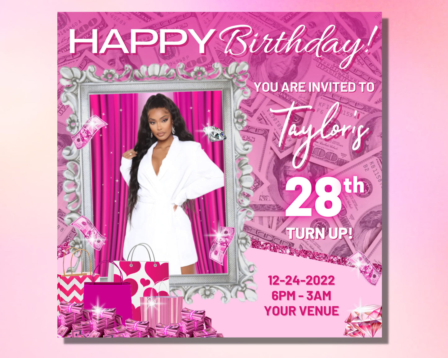 birthday flyer, diy flyer template design, birthday invitation flyer, celebration social media flyer, event flyer, hair lash nails flyer