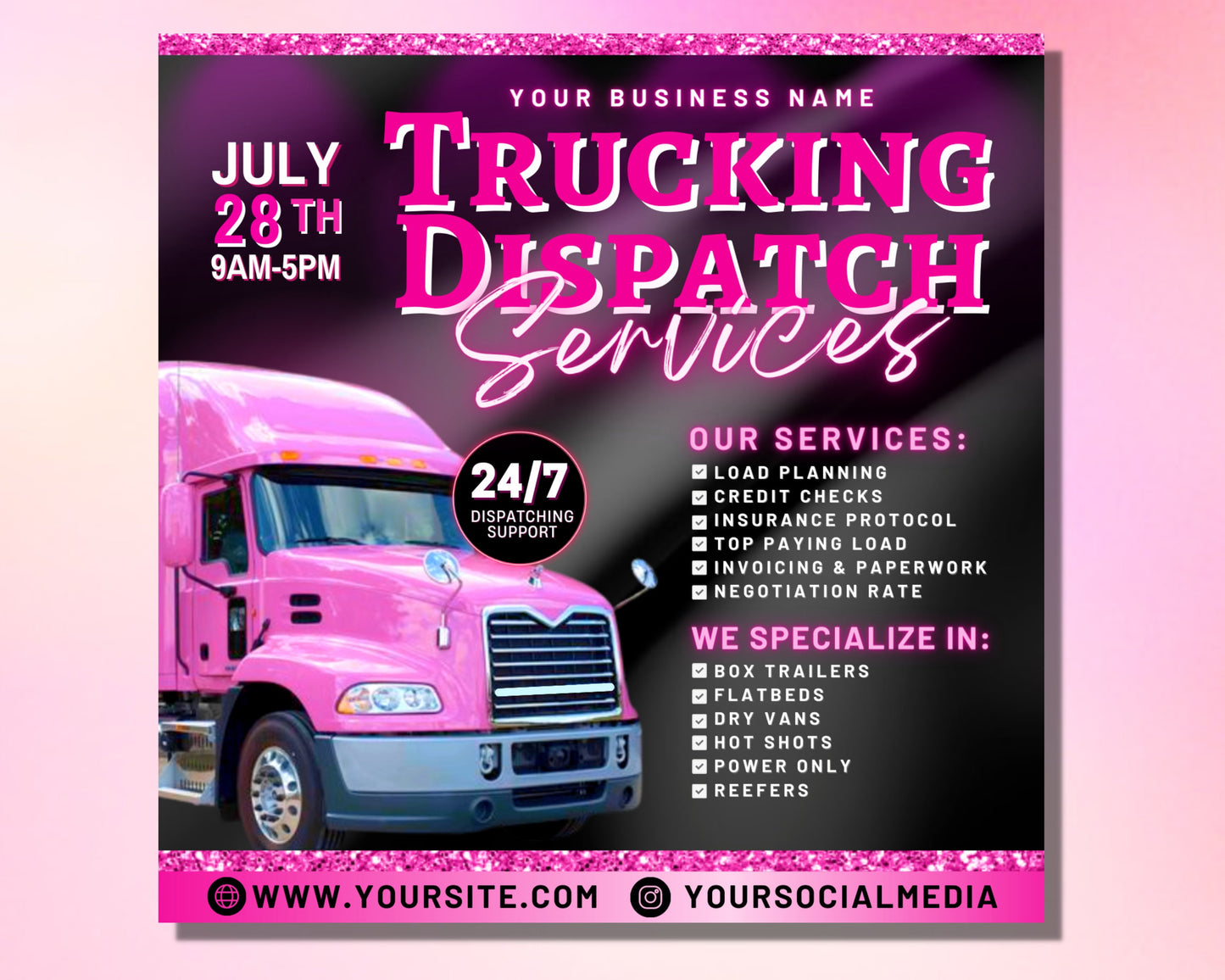 truck dispatcher flyer, diy flyer template design, trucking services flyer, logistics flyer, truck dispatching flyer, premade flyer design