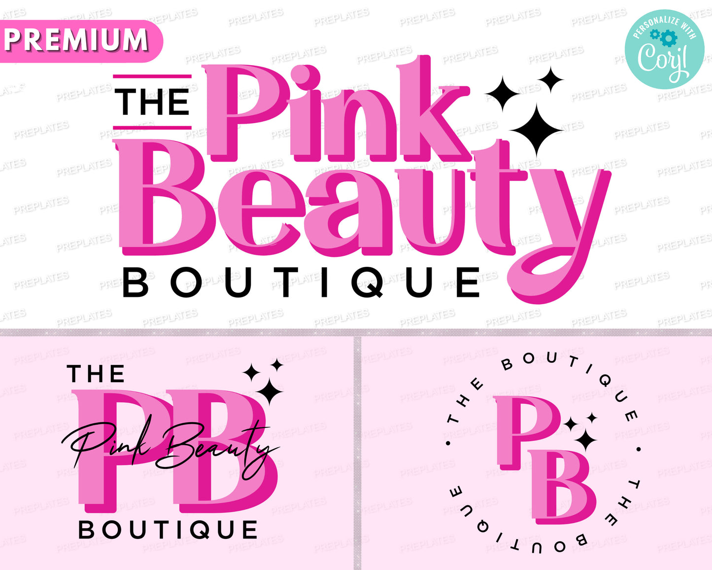 boutique logo, diy logo design template, retro logo, beauty logo, fashion logo, clothing logo, store logo, premade business pink logo