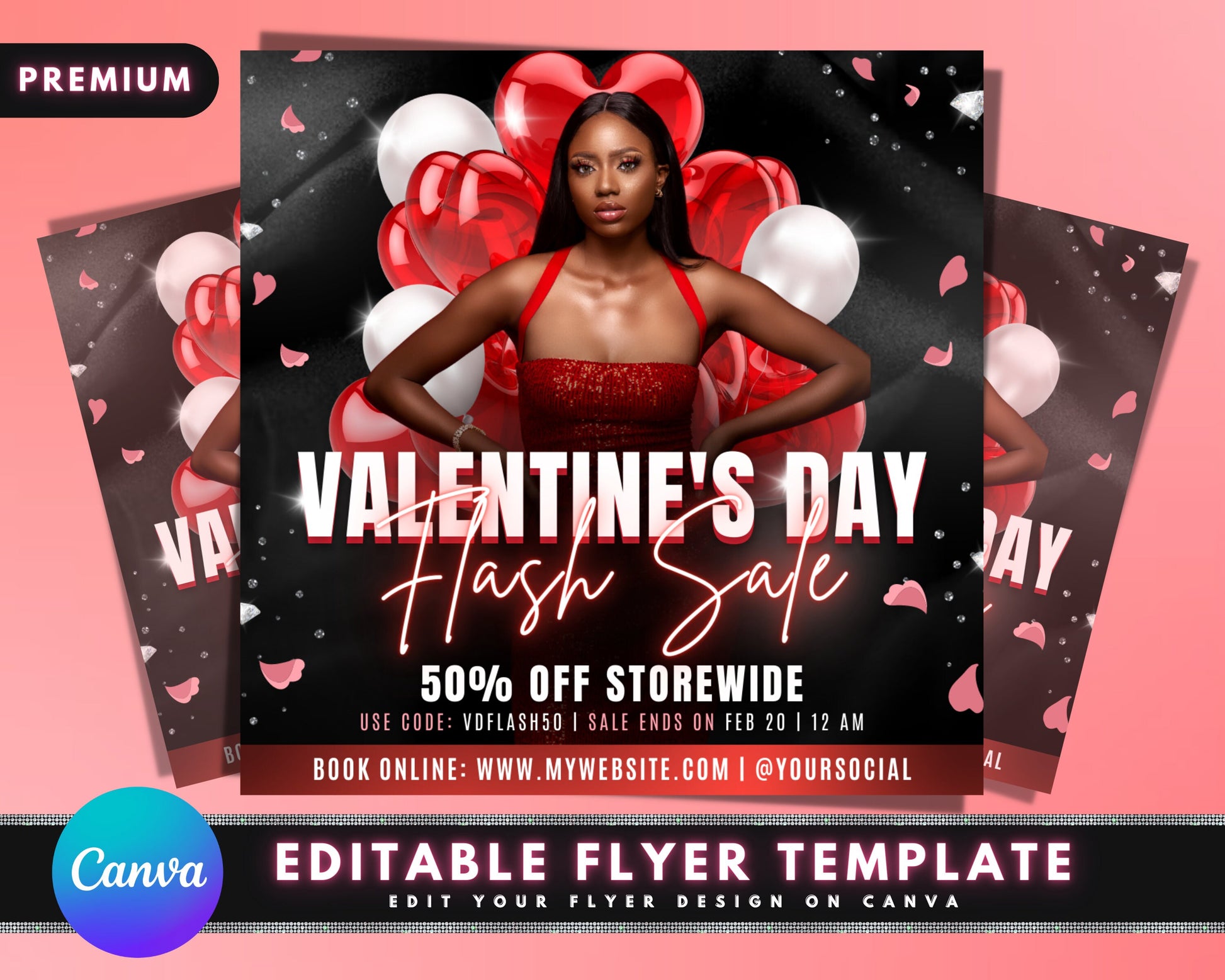 Valentines Flyer, DIY Flyer Template Design, Hair Flyer, Sale Flyer, Nail Salon Flyer, Lash Flyer, Beauty Boutique Premade Editable Flyer