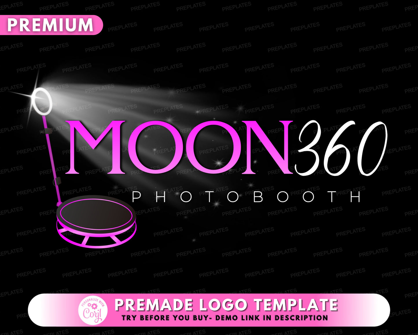 photo booth logo, diy logo design template, 360 photobooth rental logo, photographer logo, photo pod event logo premade business logo