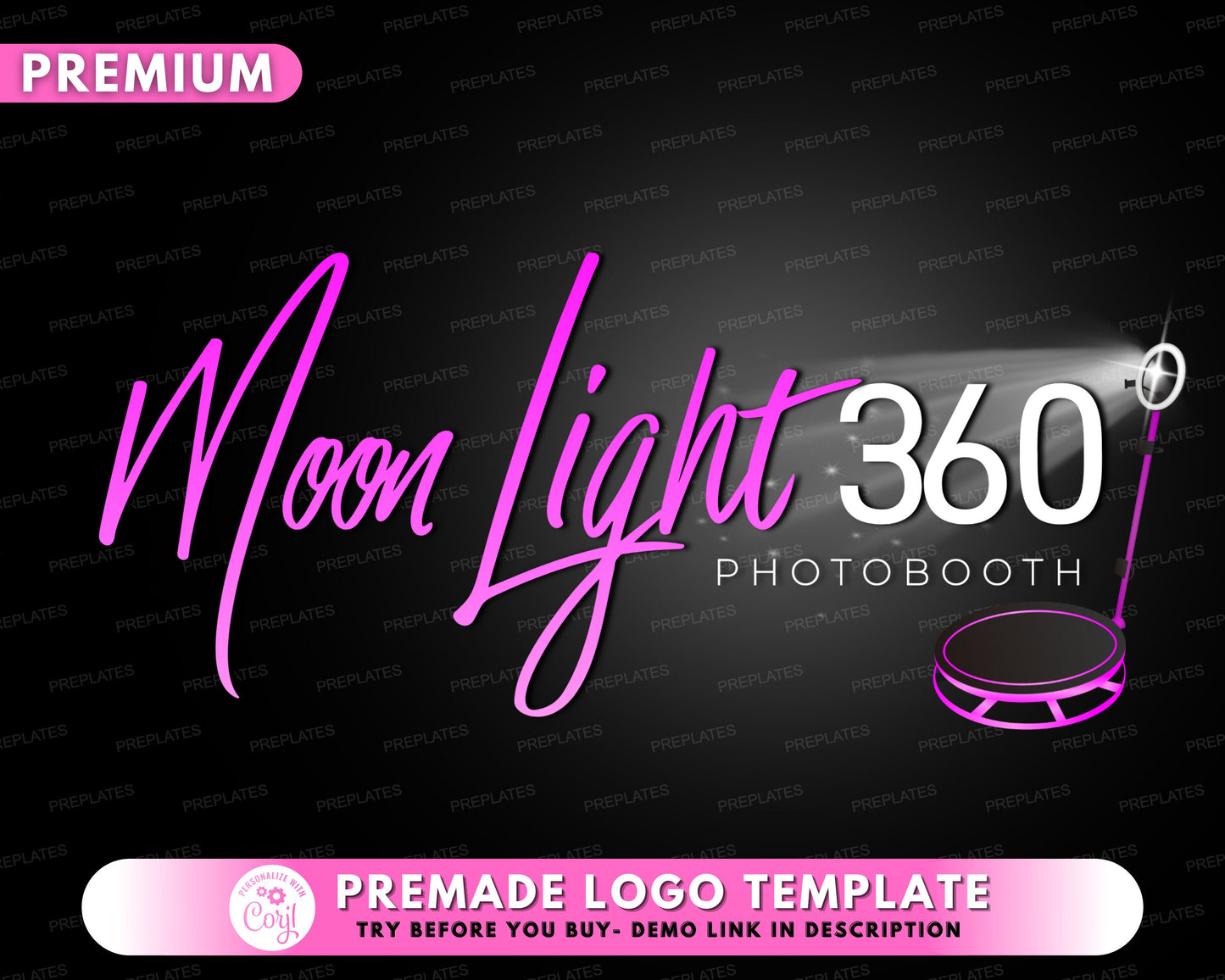 photo booth logo, diy logo design template, 360 photobooth rental logo, photographer logo, photo pod event logo premade business logo