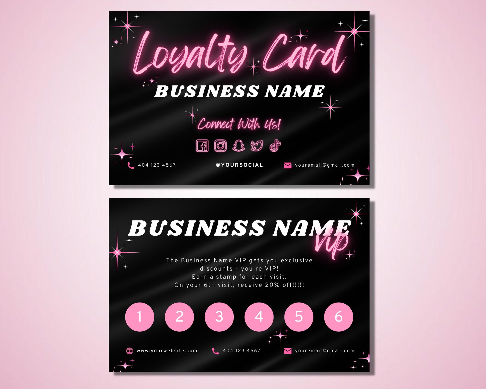 Loyalty Card, DIY Marketing Cards Template Design, Feminine Loyal Card, Hair Business Cards, Lash Card, Rewards Card, Business Card Template