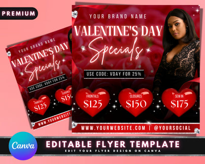 Valentines Flyer, DIY Flyer Template Design, Sale Flyer, Hair Flyer, Booking Flyer, Appointment Flyer, Lash Flyer, Premade Editable Flyer