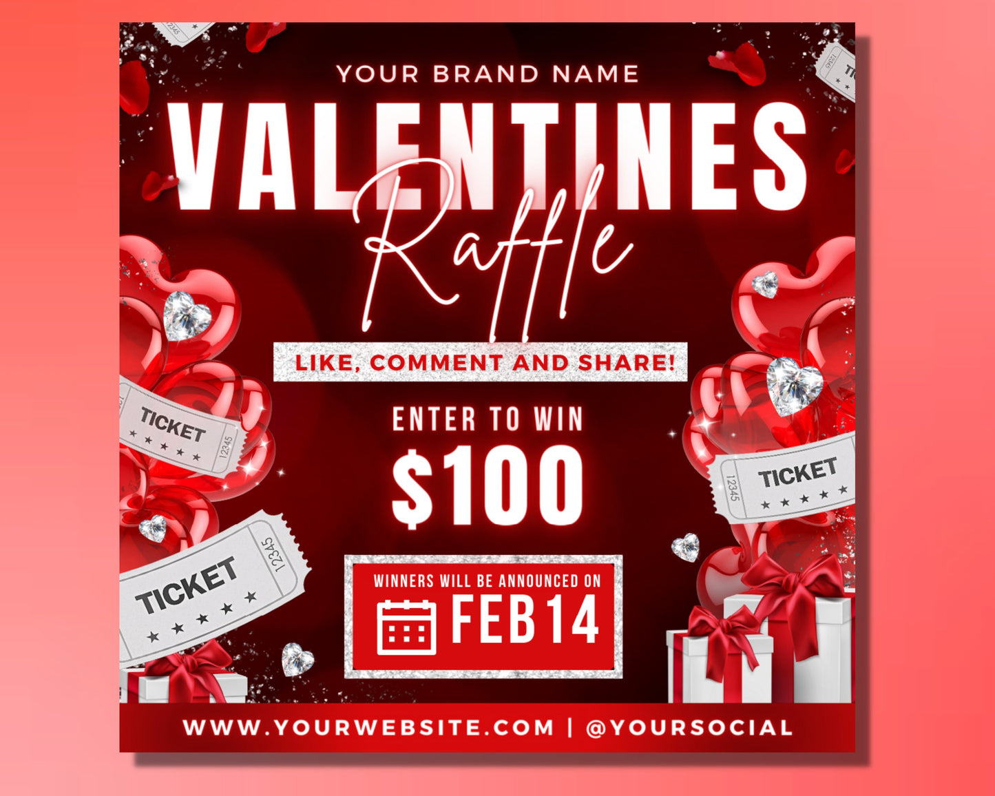 valentines flyer, diy flyer template design, raffle flyer, hair flyer, giveaway flyer, raffle ticket flyer, premade editable flyer