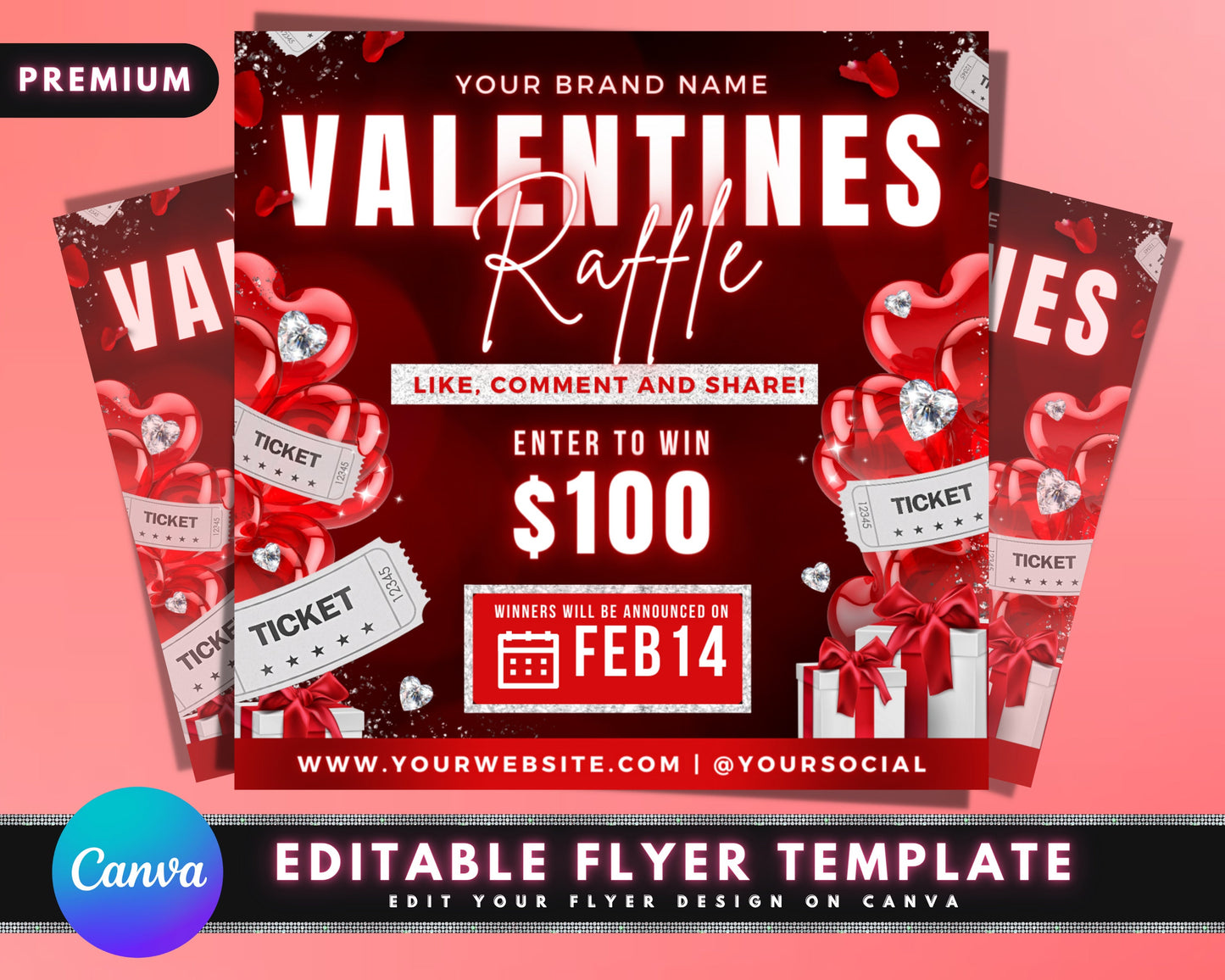 valentines flyer, diy flyer template design, raffle flyer, hair flyer, giveaway flyer, raffle ticket flyer, premade editable flyer