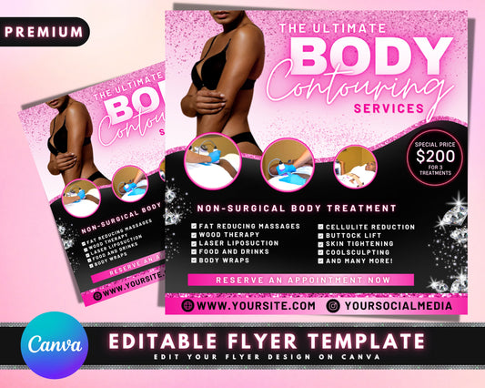 Body Contour Services Flyer, DIY Flyer Template Design, Sculpting Flyer, Body Spa Flyer, Class Flyer, Social Media Flyer, Premade Flyer