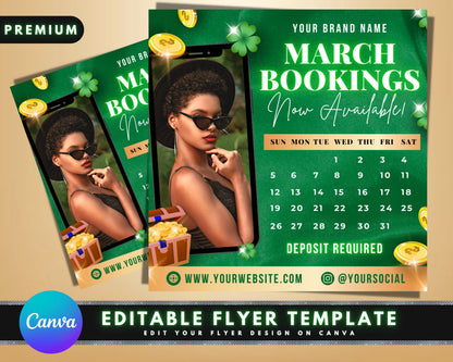 March Booking Flyer, DIY Flyer Template Design, Hair Flyer, Appointments Flyer, Lash Flyer, Book Now Flyer, Premade Business Flyer