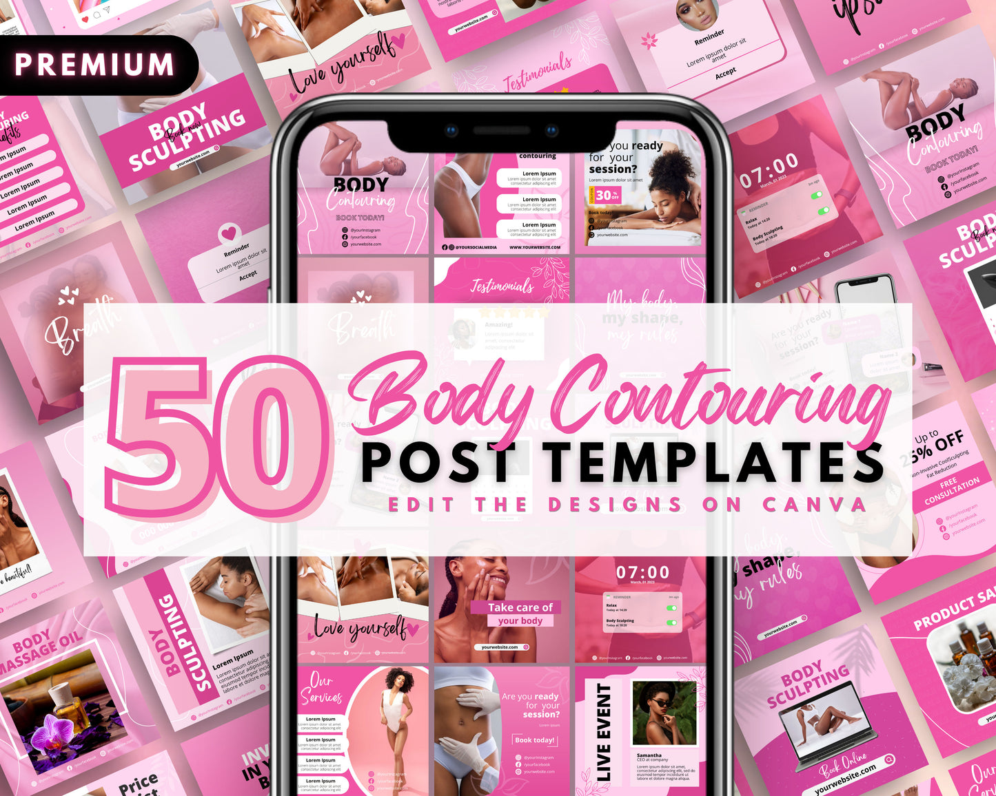 body contouring post templates, diy flyer design, social media engagement posts, body sculpting flyers, instagram posts, business flyers