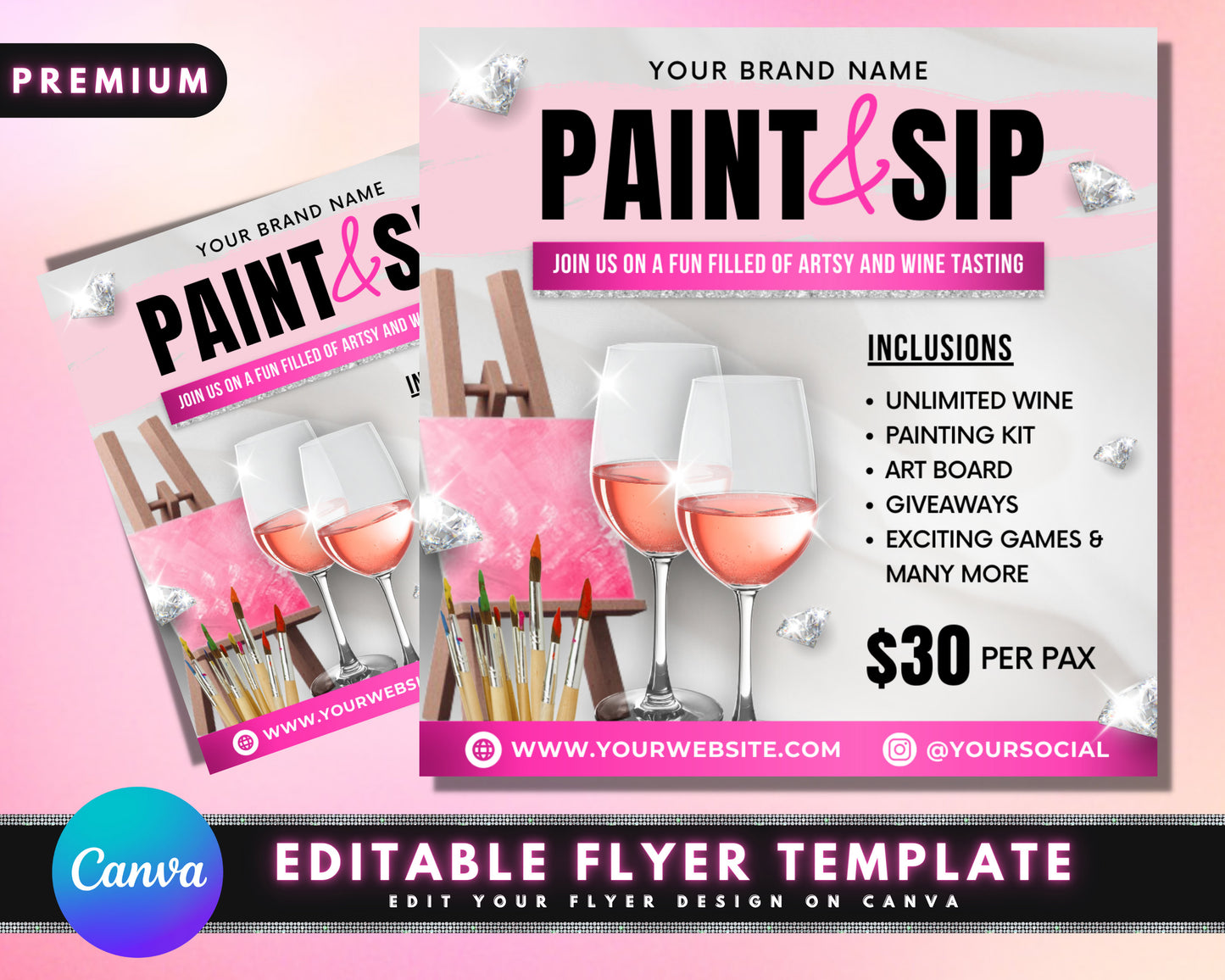 sip and paint flyer, diy flyer design template, paint and sip flyer, sip and paint party flyer, sip and shop flyer, business flyer design