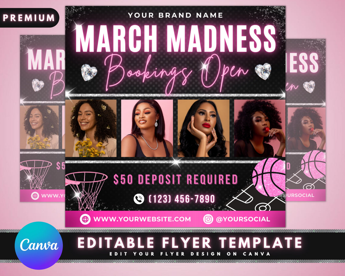 march madness booking flyer, diy flyer template design, book now flyer, hair flyer, march appointment flyer, premade business flyer