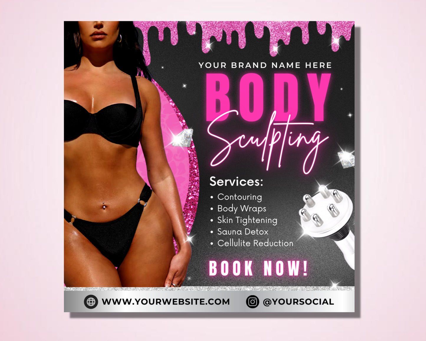 body contouring flyer, diy flyer template, body contour flyer, body spa flyer, body sculpting flyer, social media flyer, premade template