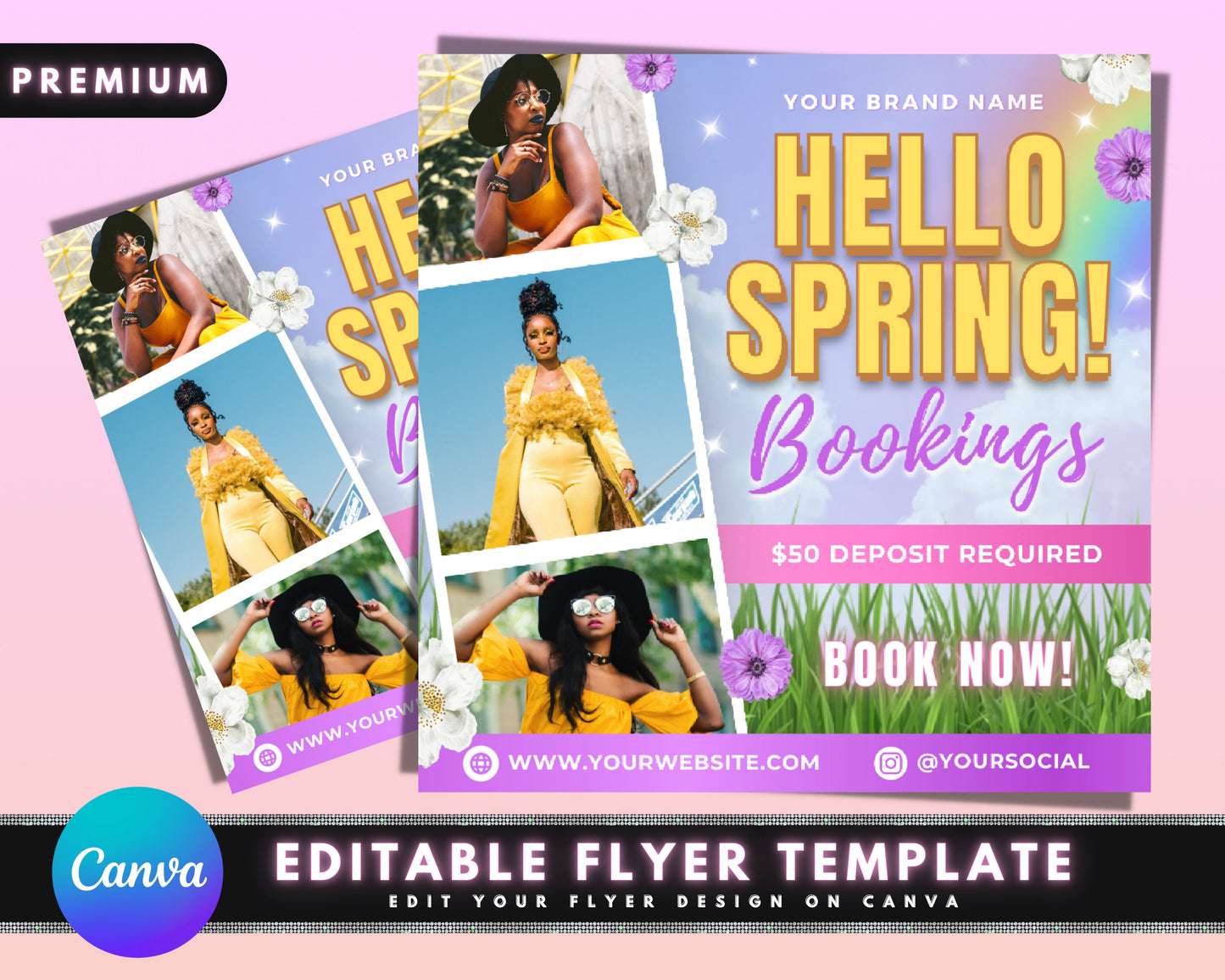 spring booking flyer, diy flyer template design, book now flyer, appointment flyer, hair flyer, social media beauty flyer, premade flyer