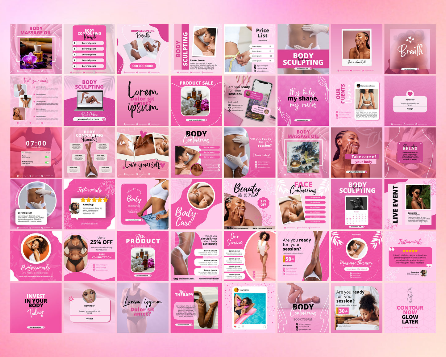 body contouring post templates, diy flyer design, social media engagement posts, body sculpting flyers, instagram posts, business flyers