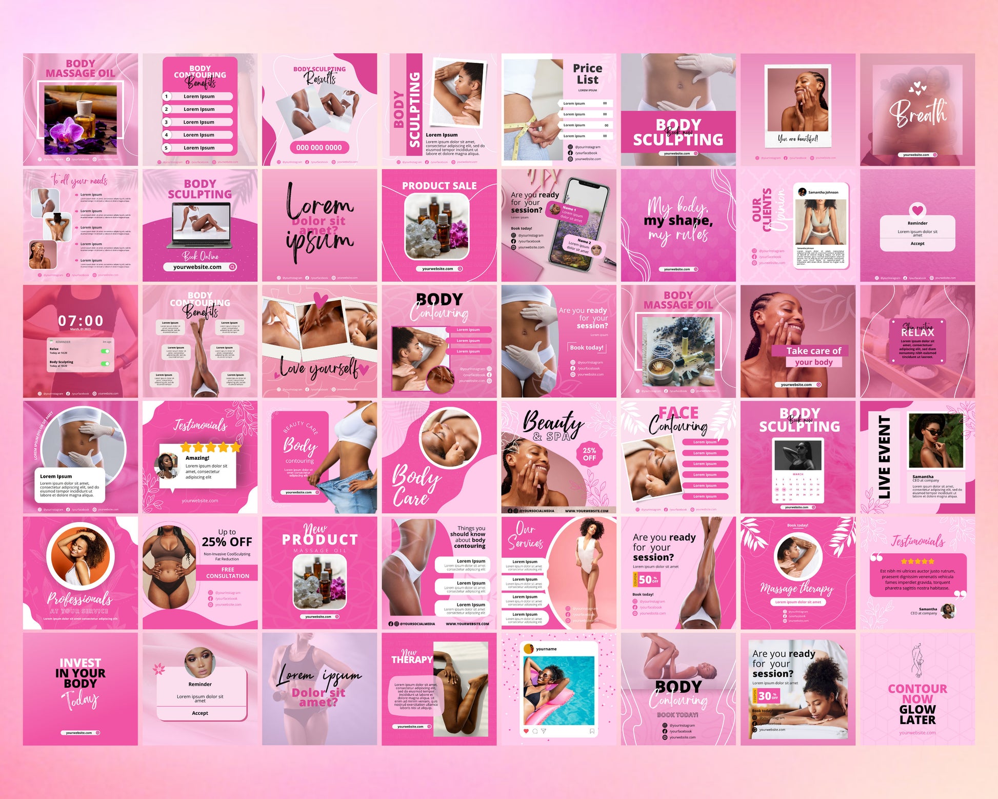 Body Contouring Post Templates, DIY Flyer Design, Social Media Engagement Posts, Body Sculpting Flyers, Instagram Posts, Business Flyers