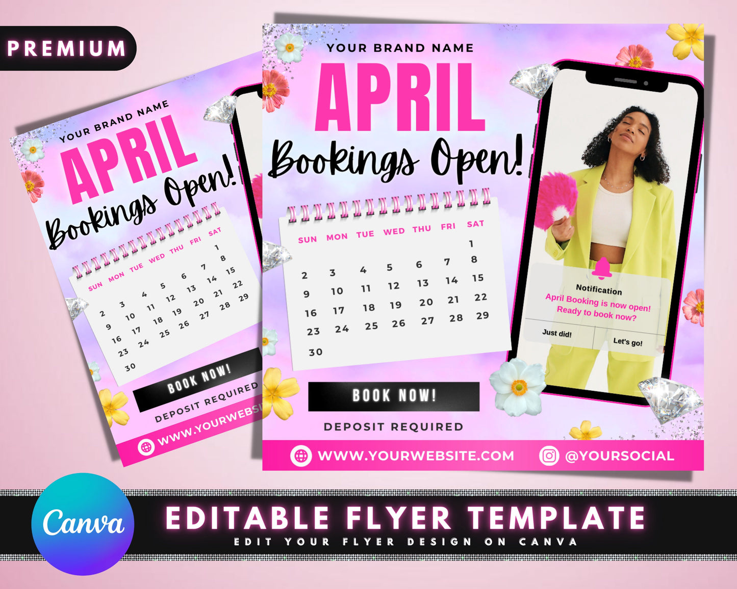 april booking flyer, diy flyer template design, book now flyer, appointment flyer, beauty flyer, social media beauty flyer, spring flyer