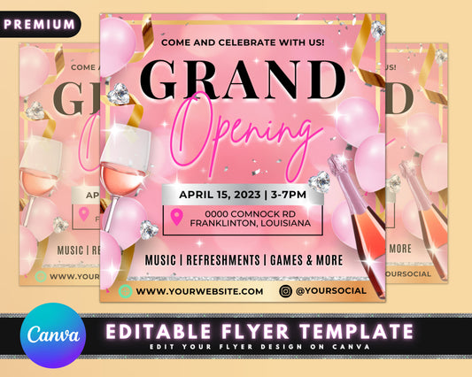 Grand Opening Flyer, DIY Flyer Template Design, Coming Soon Flyer, Celebration Launch Flyer, Event Party Flyer, Premade Business Flyer