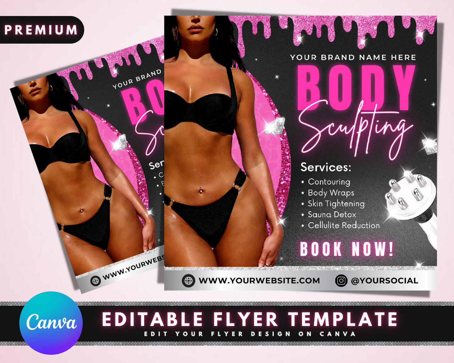 body contouring flyer, diy flyer template, body contour flyer, body spa flyer, body sculpting flyer, social media flyer, premade template