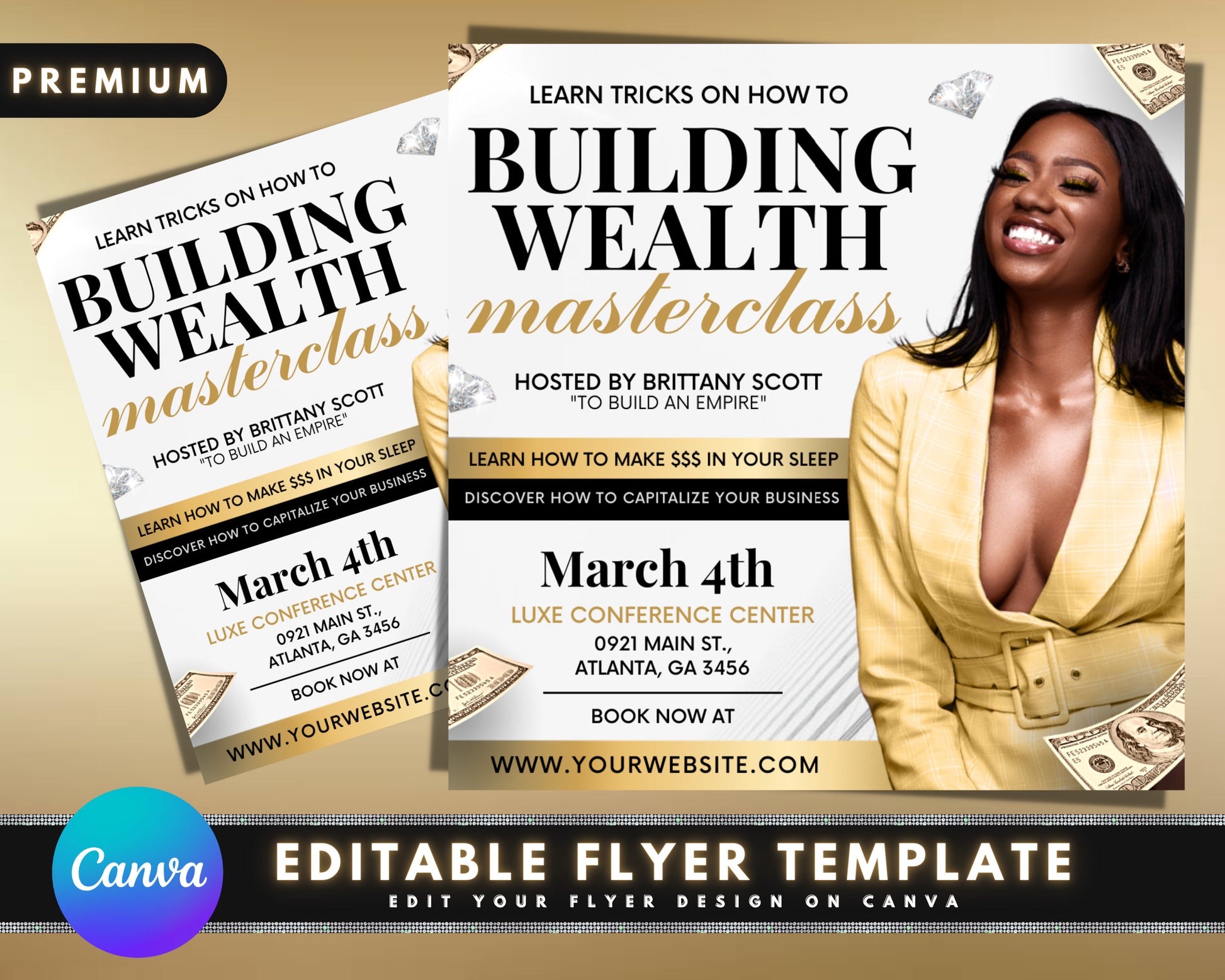 Wealth Masterclass Flyer, DIY Flyer Template Design, Wealth Building Flyer, Hair Lash Beauty Class Flyer, Premade Business Flyer