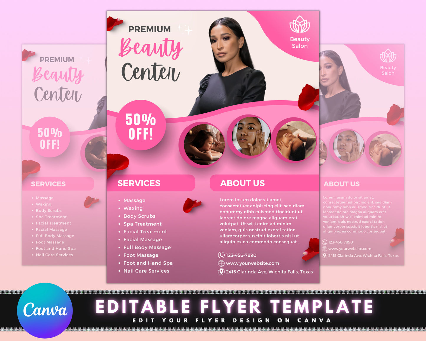 beauty flyer, diy flyer template design, make up flyer, lash tech salon flyer, skincare flyer, social media flyer, premade business flyer