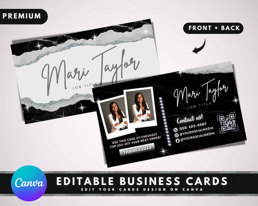 Business Cards, DIY Business Card Template Design, Beauty Boutique Business Cards, Black and White Business Card, Premade Business Cards