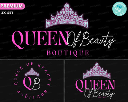 Boutique Logo, DIY Logo Design Template, Fashion Logo, Beauty Logo, Crown Logo, Hair Logo, Lash Logo, Make Up Logo, Premade Business Logo