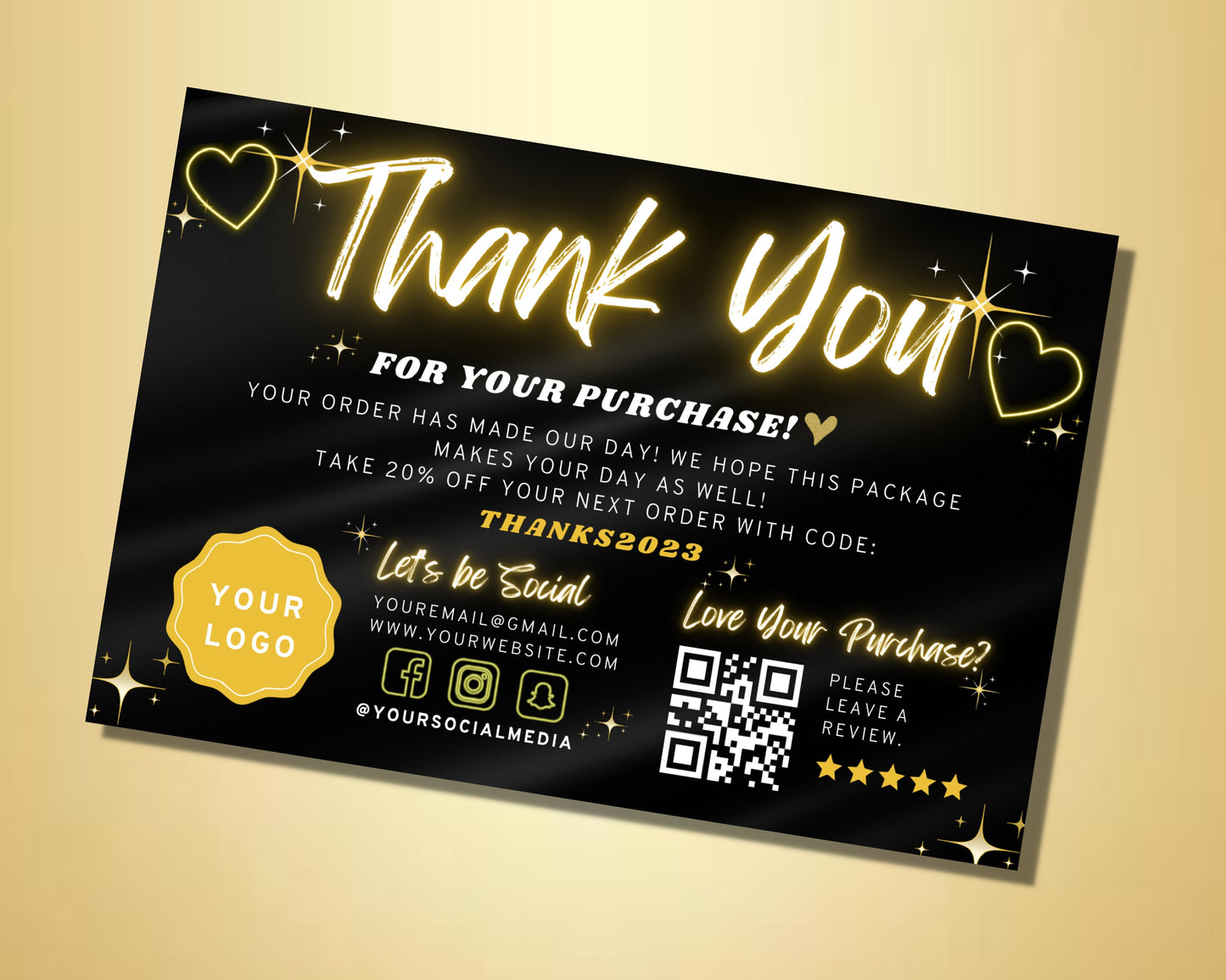 thank you card, diy marketing cards template design, small business thank you cards, business card, thank you for order packaging insert