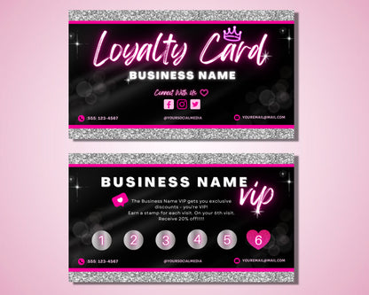 Beauty Loyalty Cards, DIY Marketing Cards Template Design, Lash Business Card, Customer Rewards Card, Loyalty Cards, Business Card Template