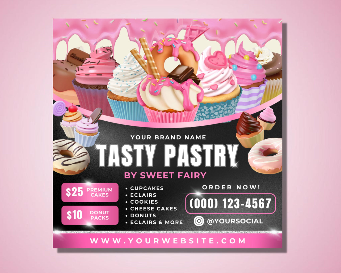 bakery flyer, diy flyer template design, cake flyer, sweet treats dessert flyer, baking sale flyer, bake shop flyer, premade business flyer