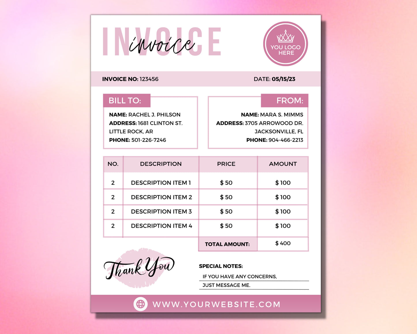 sales invoice template, diy invoice template design, beauty business invoice, receipt template, makeup service invoice, premade invoice