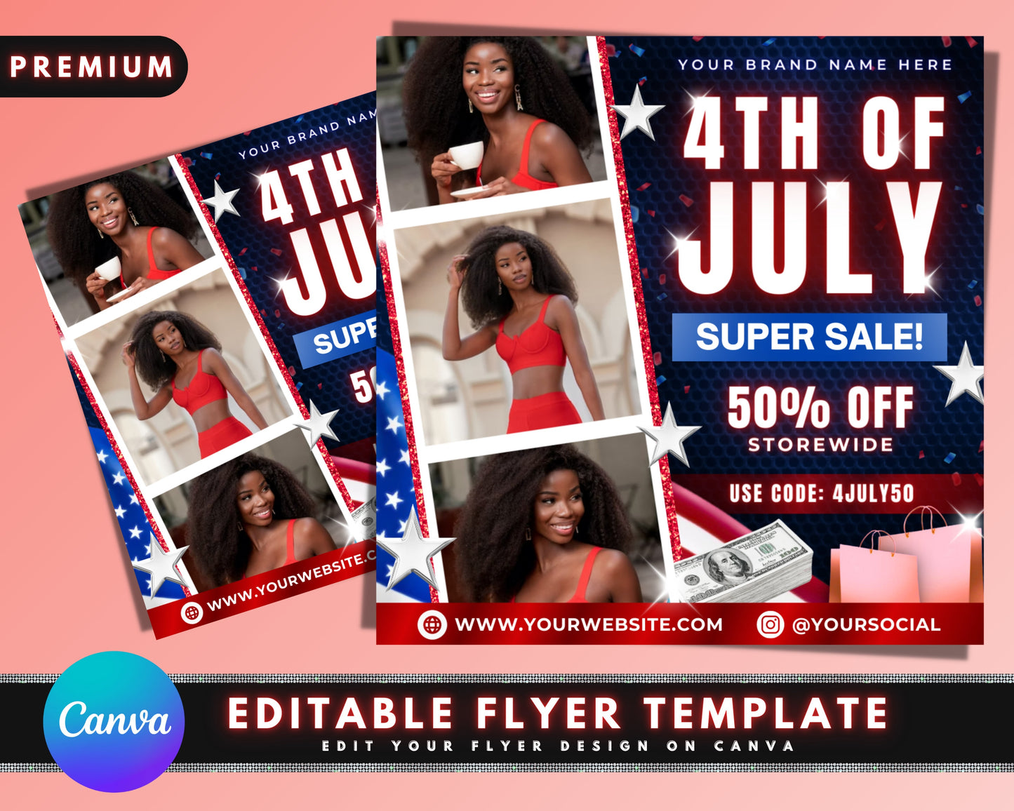 fourth of july flyer, diy flyer template design, hair lash sale flyer, independence day flyer, premade instagram 4th of july flyer post