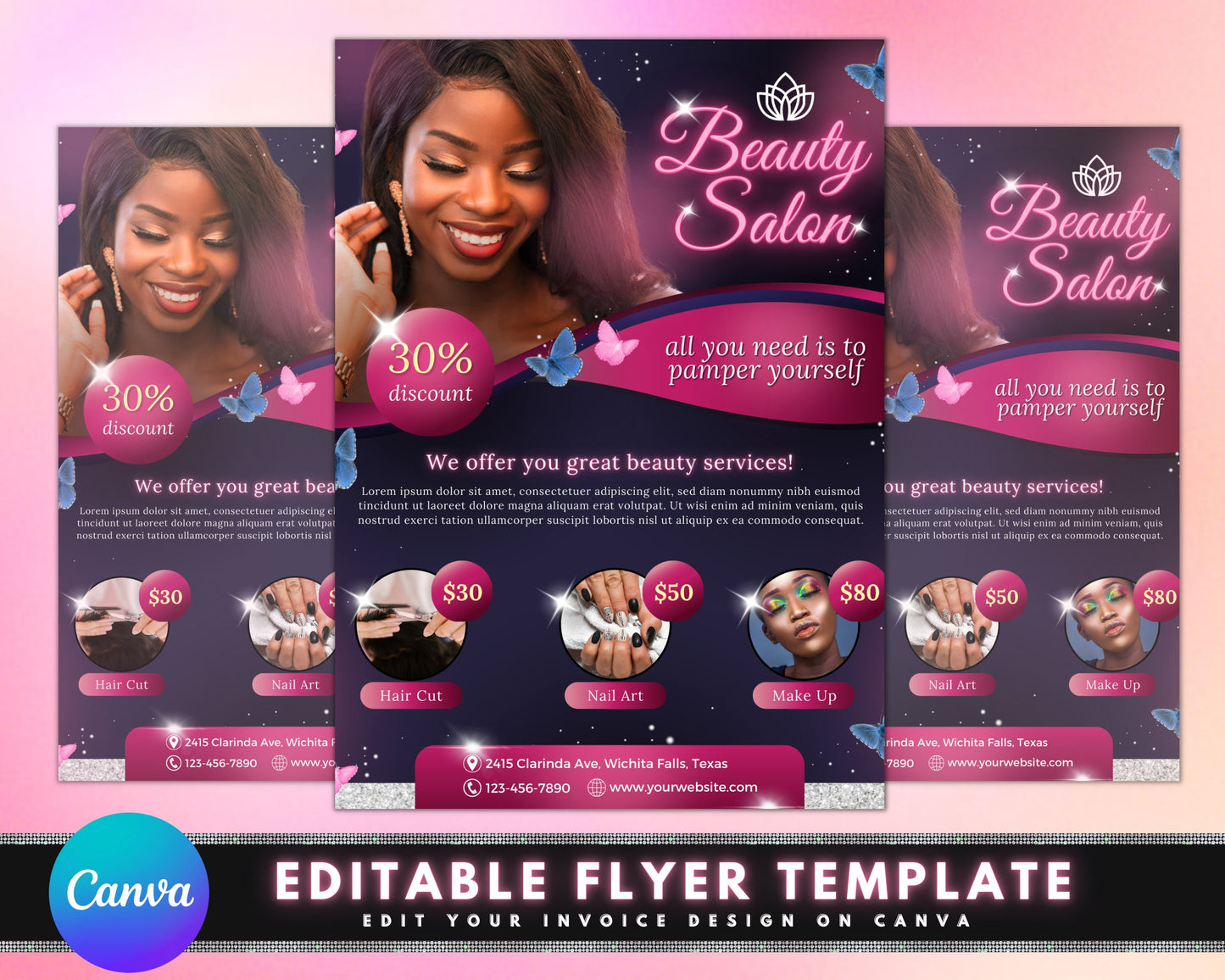 beauty salon flyer, diy flyer template design, make up flyer, lash flyer, beauty treatment flyer, promotional flyer, premade instagram flyer