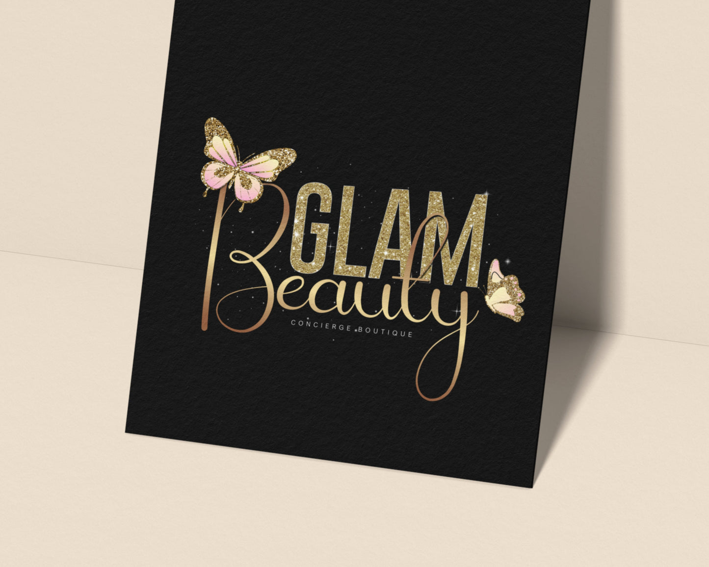 beauty logo, diy logo design template, make up artist logo, lash & hair business logo, gold butterfly logo, premade fashion boutique logo