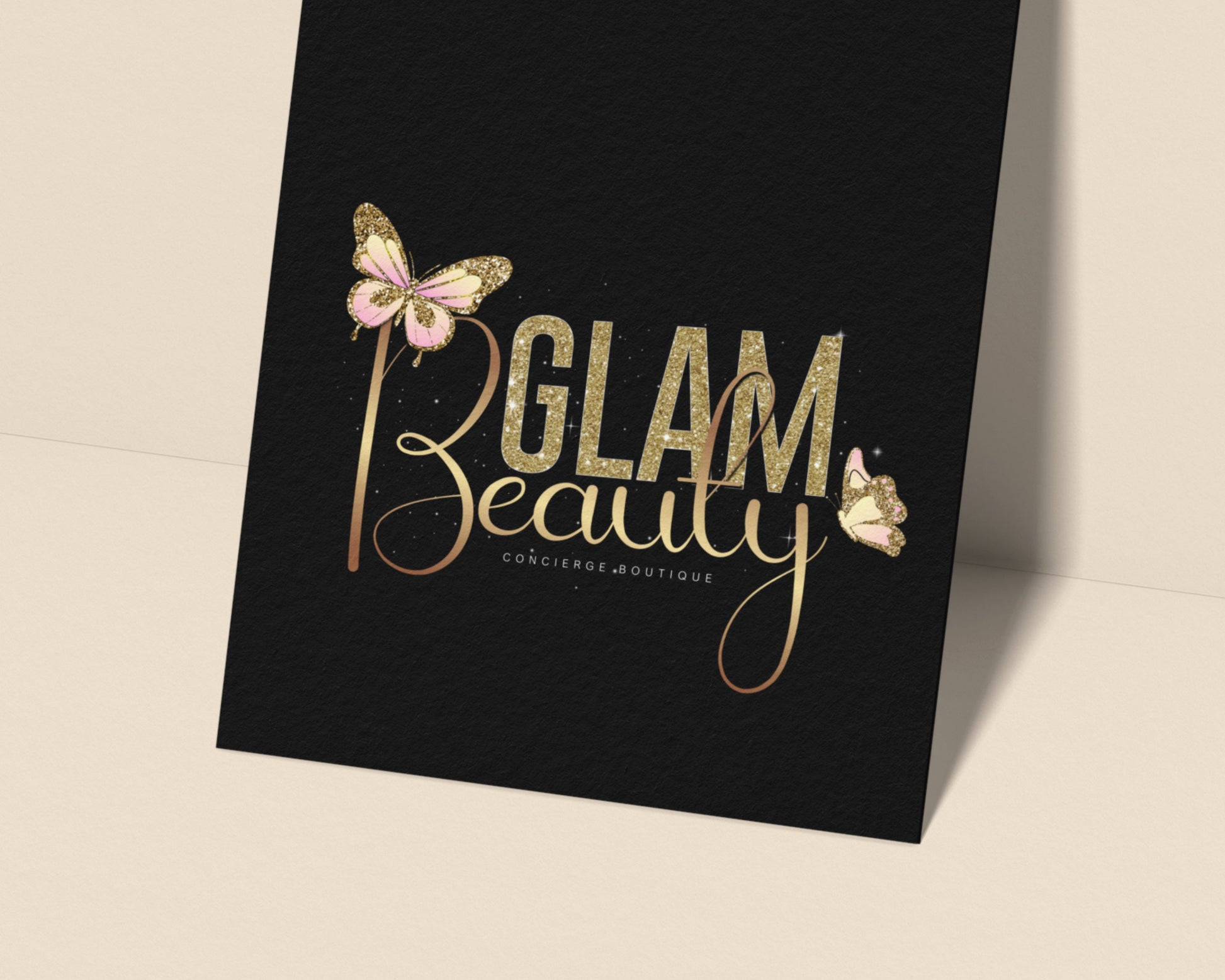 Beauty Logo, DIY Logo Design Template, Make Up Artist Logo, Lash & Hair Business Logo, Gold Butterfly Logo, Premade Fashion Boutique Logo