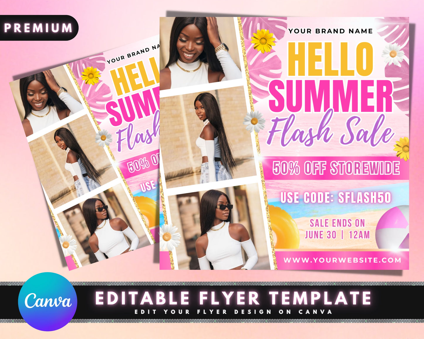 summer flash sale flyer, diy flyer template design, lash and nails flyer, hair business flyer, hot girl summer, premade social media flyer