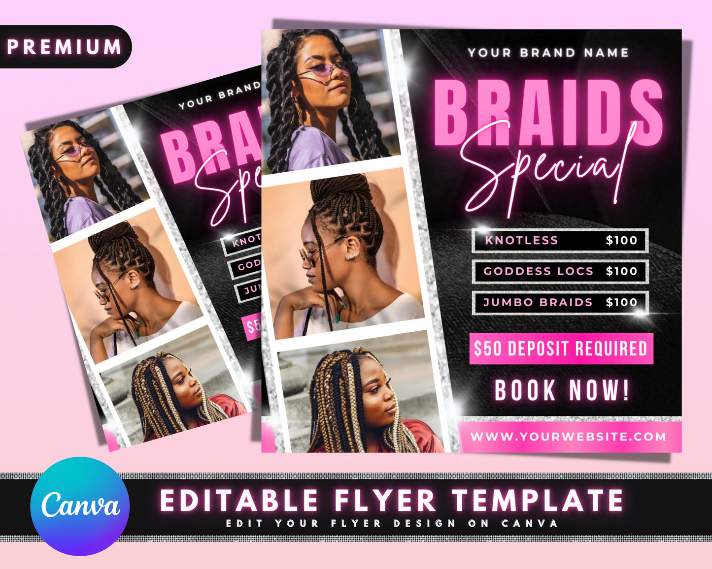 braids specials flyer, diy flyer template design, braids appointment flyer, book now braids flyer, braids sale flyer, premade instagram post