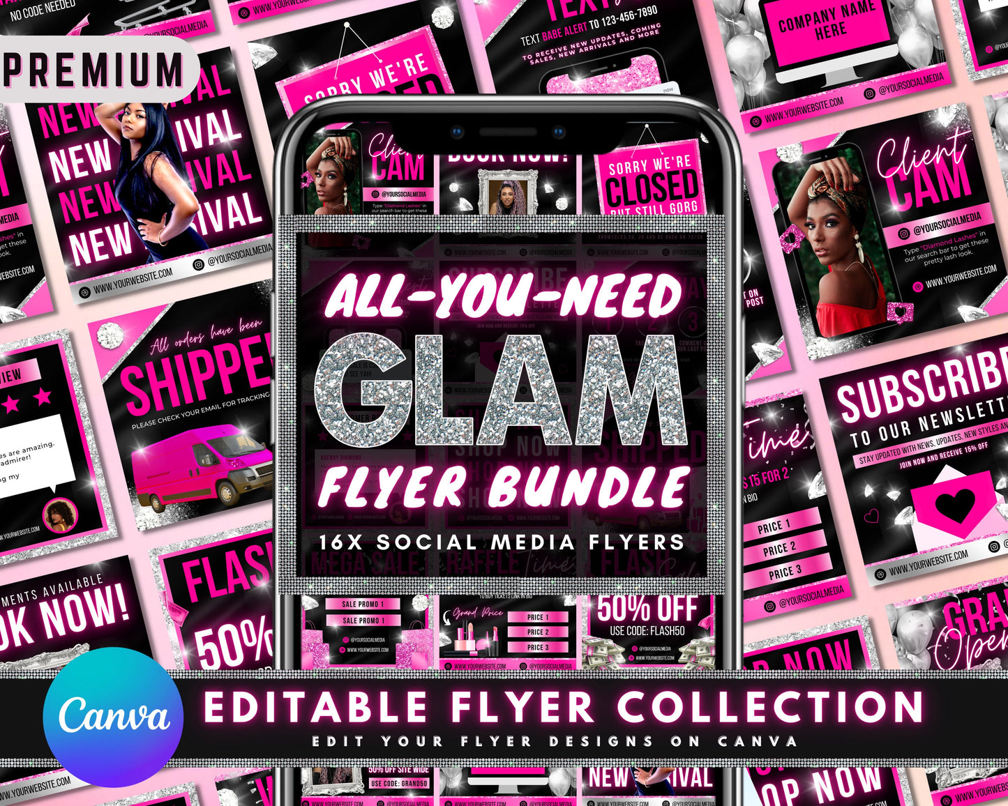 small business flyer bundle, diy flyer template design, hair lash flyers, boutique flyer, social media flyer, premade business flyer set