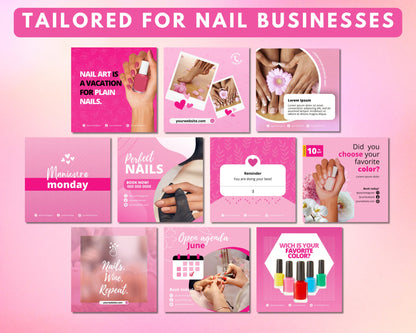 Nails Social Media Post Template Bundle, DIY Flyer Design, Press on Nails Engagement Posts, Instagram Content Posts, Nail Business Flyers