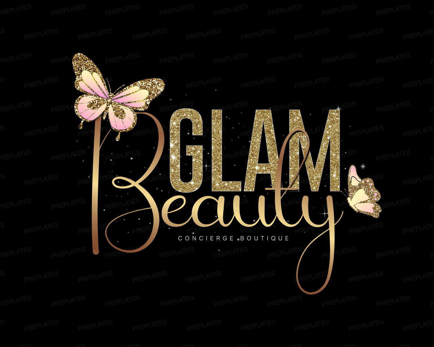 beauty logo, diy logo design template, make up artist logo, lash & hair business logo, gold butterfly logo, premade fashion boutique logo