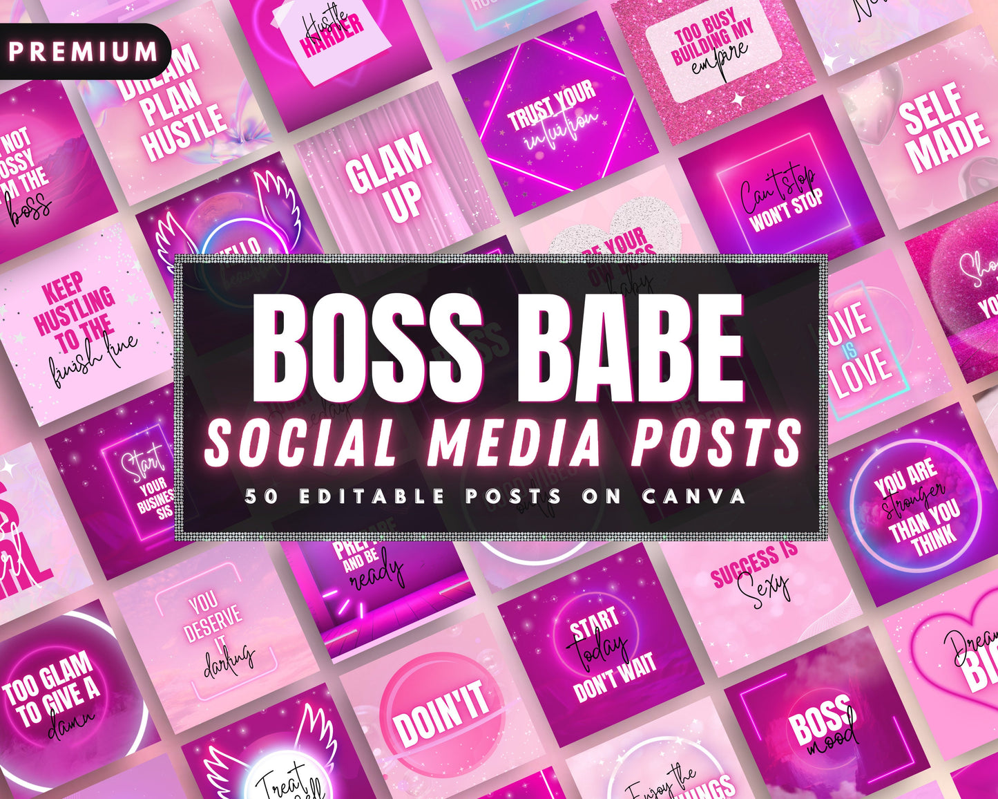 girl boss social media post template bundle, diy flyer design, engagement posts, boss babe instagram content posts, business quotes posts