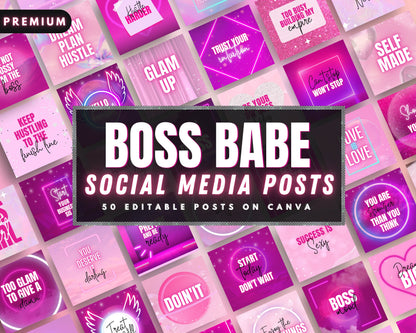 Girl Boss Social Media Post Template Bundle, DIY Flyer Design, Engagement Posts, Boss Babe Instagram Content Posts, Business Quotes Posts