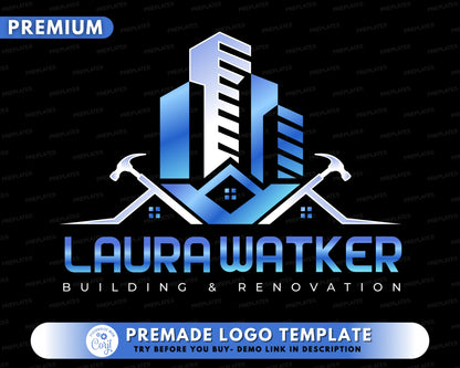 Renovation Logo, DIY Logo Design Template, Construction Logo, Building Services Logo, Remodeling Logo, Premade Home Repair Business Logo