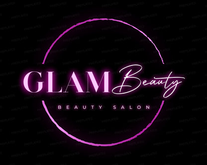 Beauty Salon Logo, DIY Logo Design Template, Neon Pink Hair Logo, Glam Boutique Logo, Make Up Artist Logo, Store Logo, Premade Business Logo