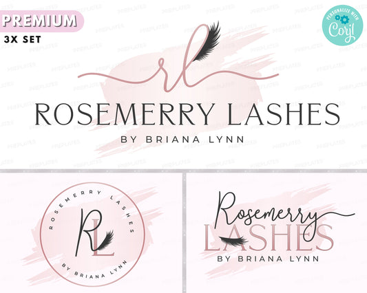 Lash Beauty Logo, DIY Logo Design Template, Lash Boutique Logo, Lash Extension Logo, Lash Business Logo, Rose Gold Eye Lash Technician Logo