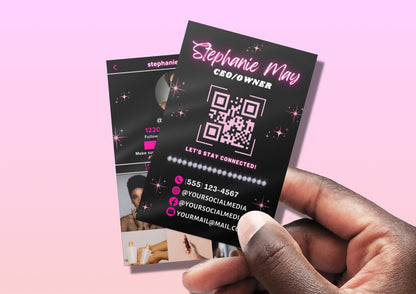 Tiktok Business Cards, DIY Canva Business Card Template Design, Trendy Influencer Cards, QR Code Digital Cards, Premade Business Owner Cards