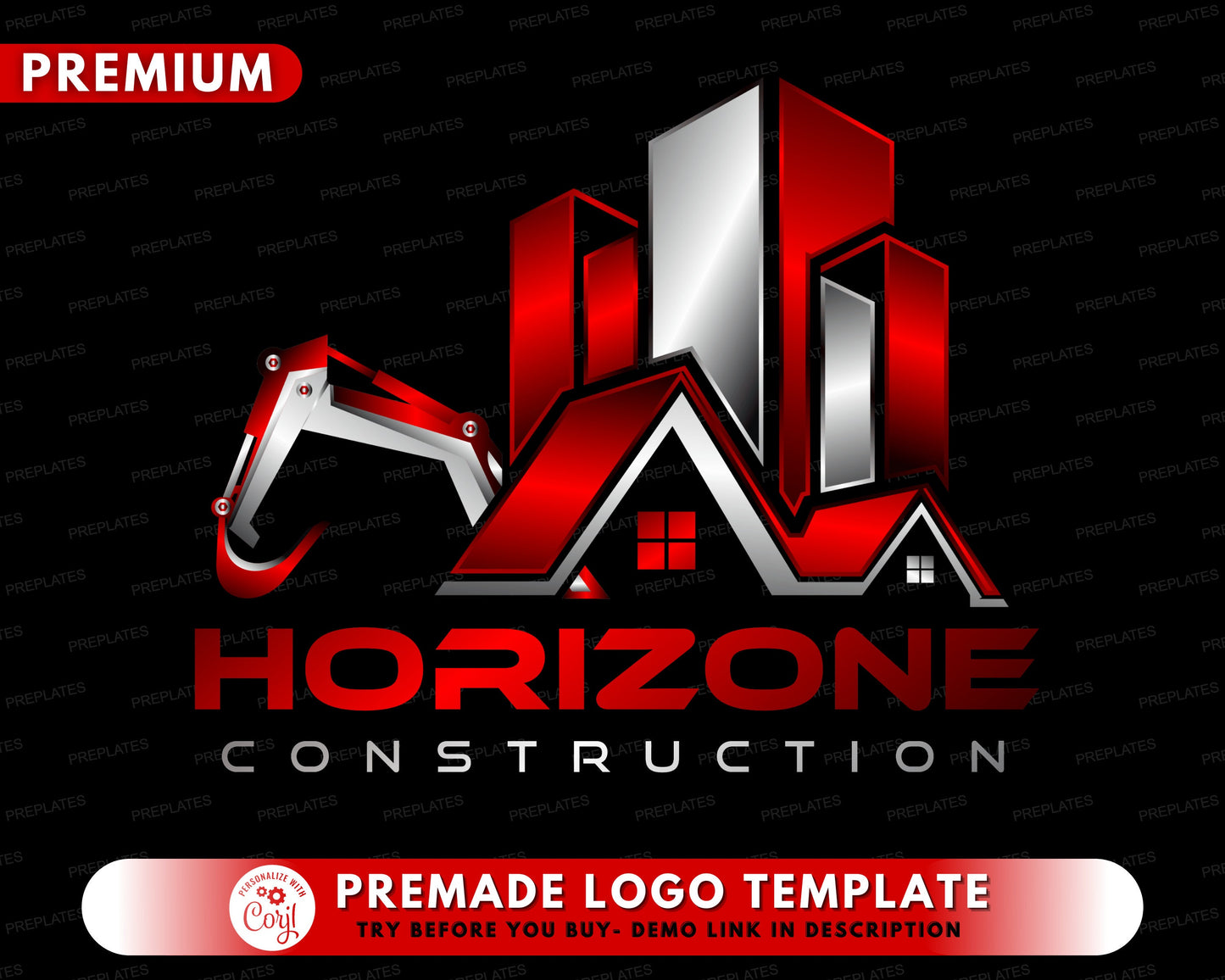 construction company logo, diy logo design template, builders logo, home remodeling logo, contractor logo, premade roofing business logo