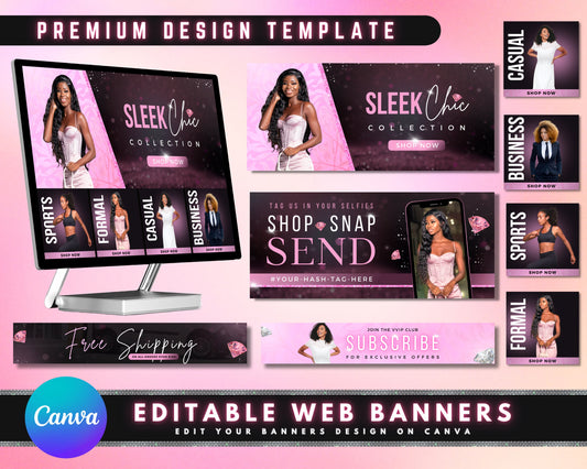 Website Banners, DIY Web Banner Template Design, Shopify Website Banners, Fashion Web Banners, Boutique Web Banners, Premade Business Design