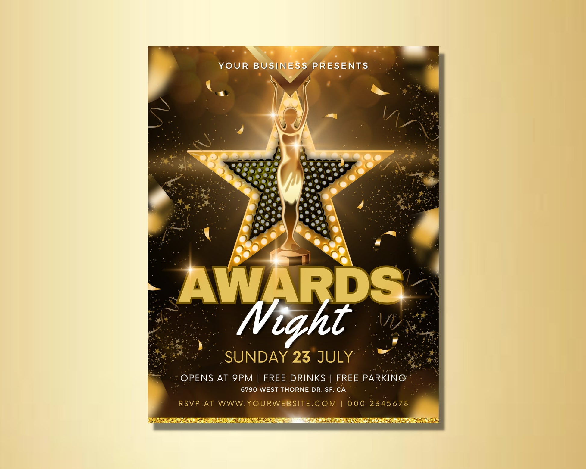 Awards Night Flyer, DIY Flyer Template Design, Business Event Flyer, Gala Night Party Invite, Invitation Flyer, Awards Night Social Media